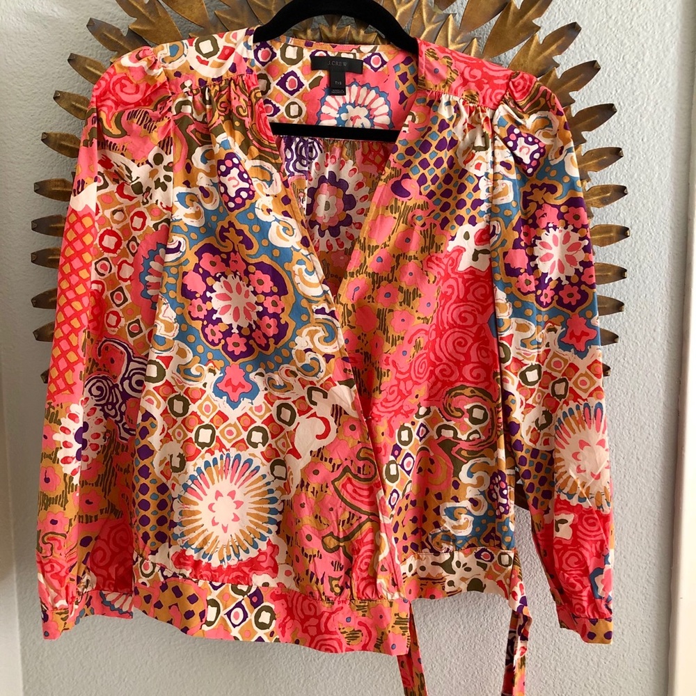 Cotton wrap top in paisley